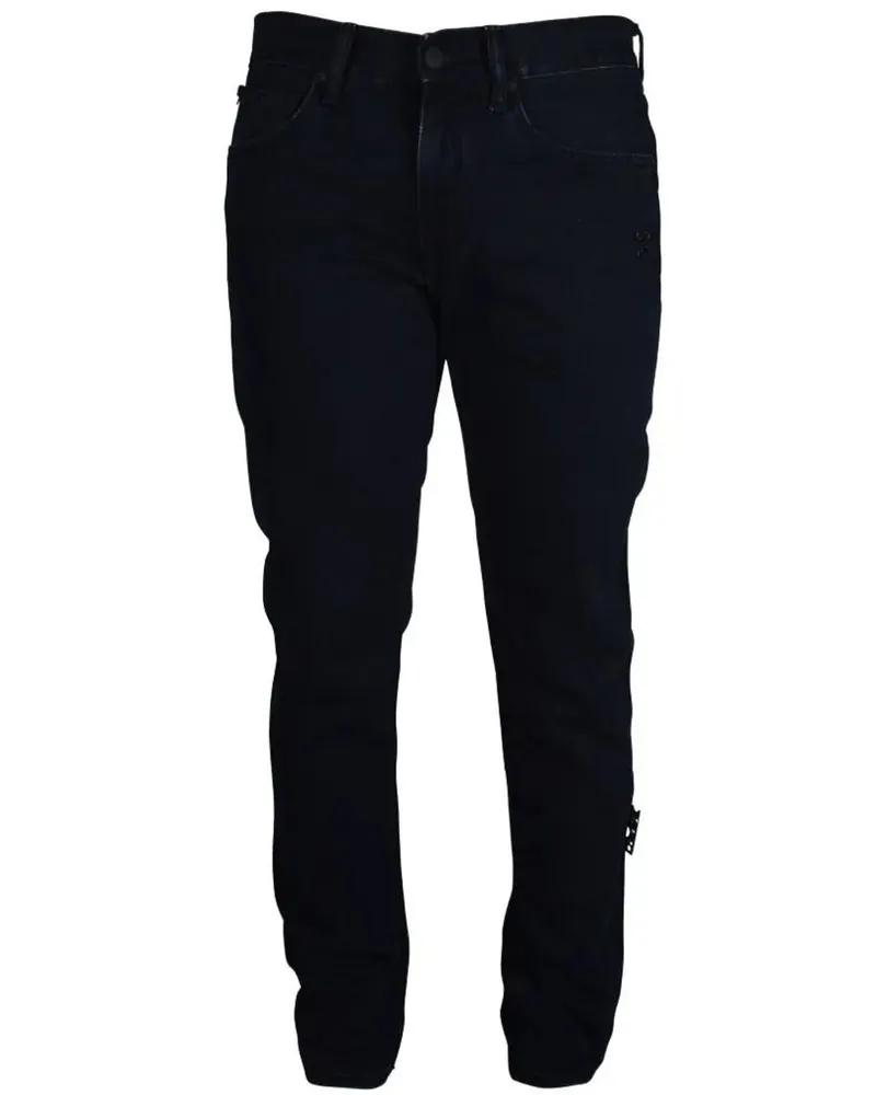 Diagonal Distressed Denim Jean