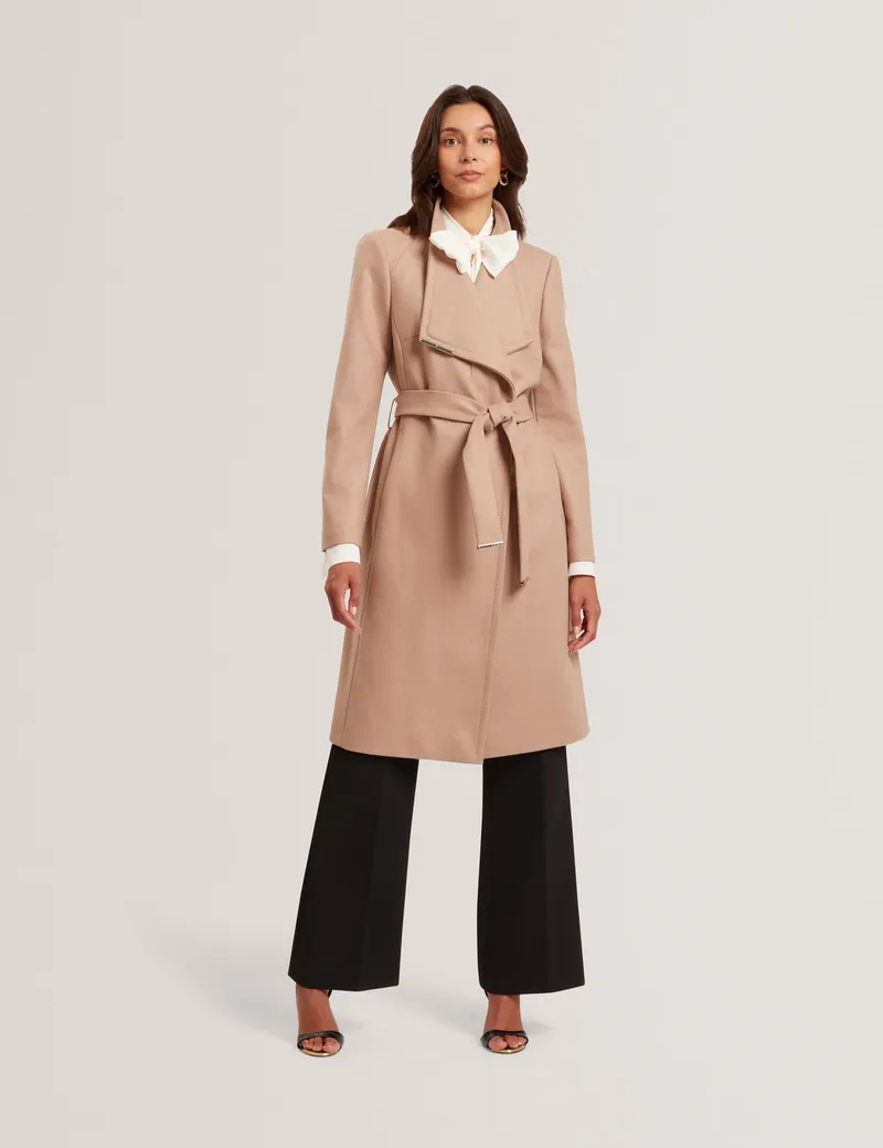 Rose Mid Length Belted Wool Wrap Coat