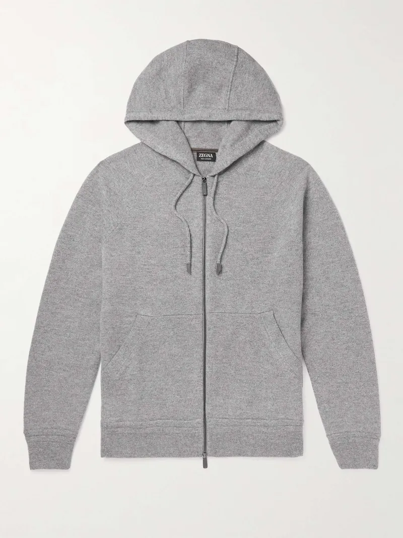 Zegna Cotton-Cashmere Zip Hoodie